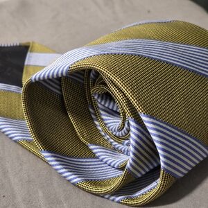 Brooks Brothers Gold Navy Blue Repp Stripe Silk Tie Sz OS Ivy League Prep Banker
